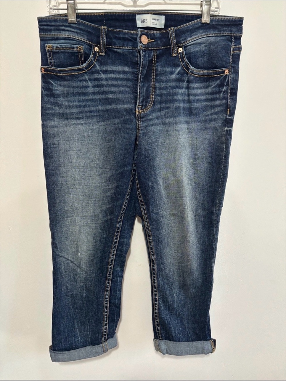 BKE Gabby Curvy High Rise Jeans 28 Cuffed Cropped Denim